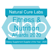 Natural Cure Labs Fitness & Nutrition Awards 2020 for Dietary Supplement Supplier of the Year.